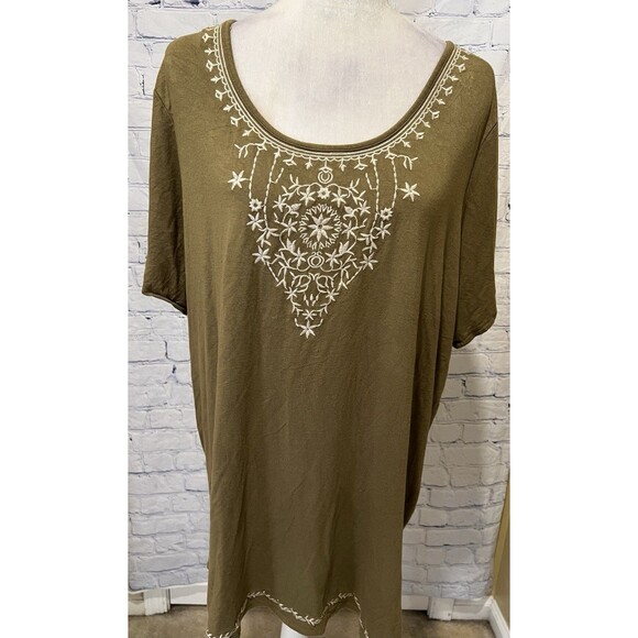 NWT Philosophy Woman’s Olive Green Long Tunic Extra Soft Plus Size 2X - Picture 1 of 10